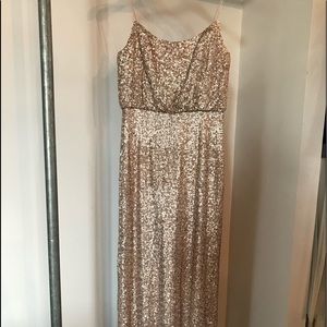 Amsale GB037Q Rose Gold Sequin Gown